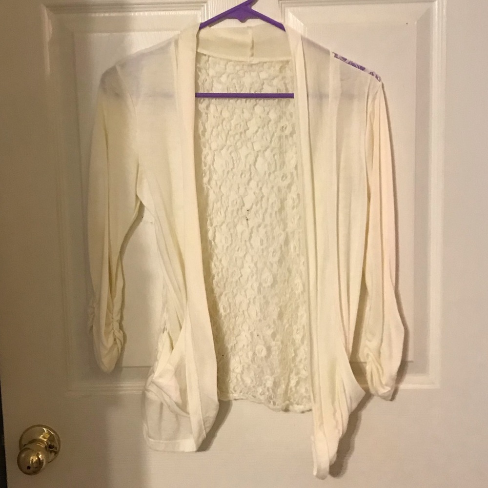 cream cardigan
